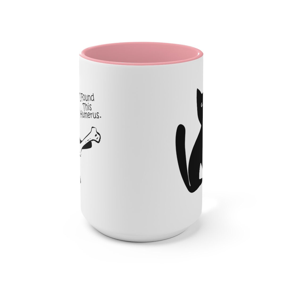 I Found this Humerus, Funny Cat Mug, Gift for Cat Mom, Funny Coffee Mug, Two-Tone Coffee Mugs, 15oz