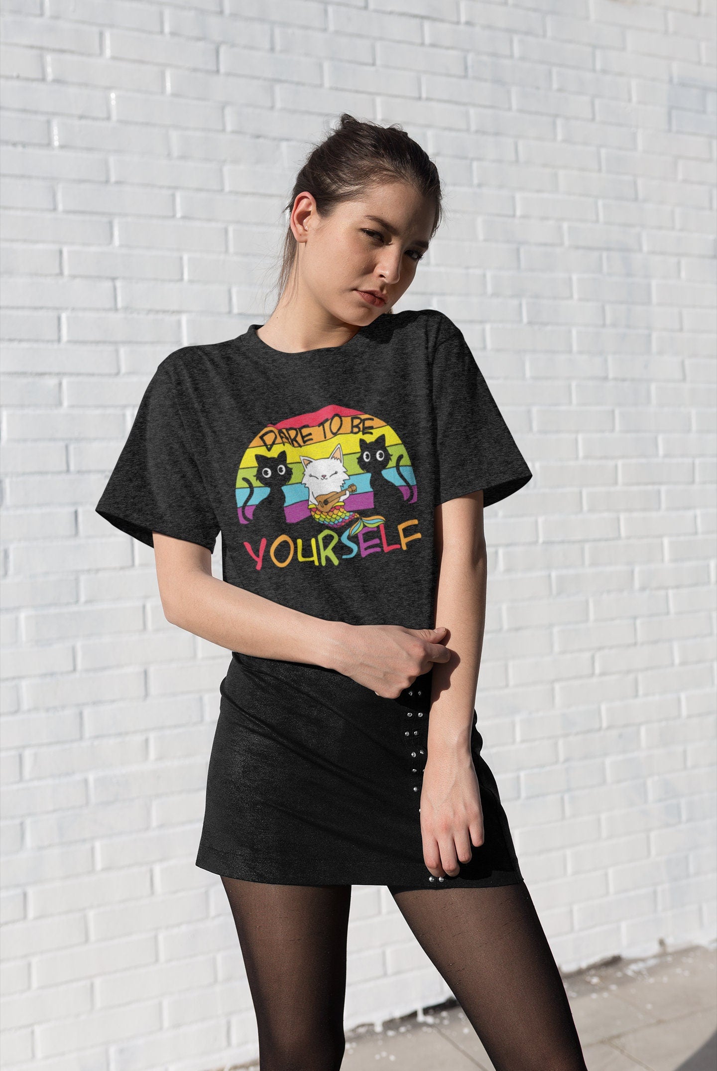 Cute Cat Dare to Be a Mermaid, Equality Shirt, Pride Month Awareness Shirt Gift, Gender Diversity Tee, Dare To Be Yourself Shirt, LGBTQ
