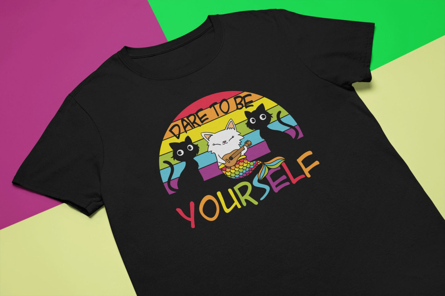 Cute Cat Dare to Be a Mermaid, Equality Shirt, Pride Month Awareness Shirt Gift, Gender Diversity Tee, Dare To Be Yourself Shirt, LGBTQ