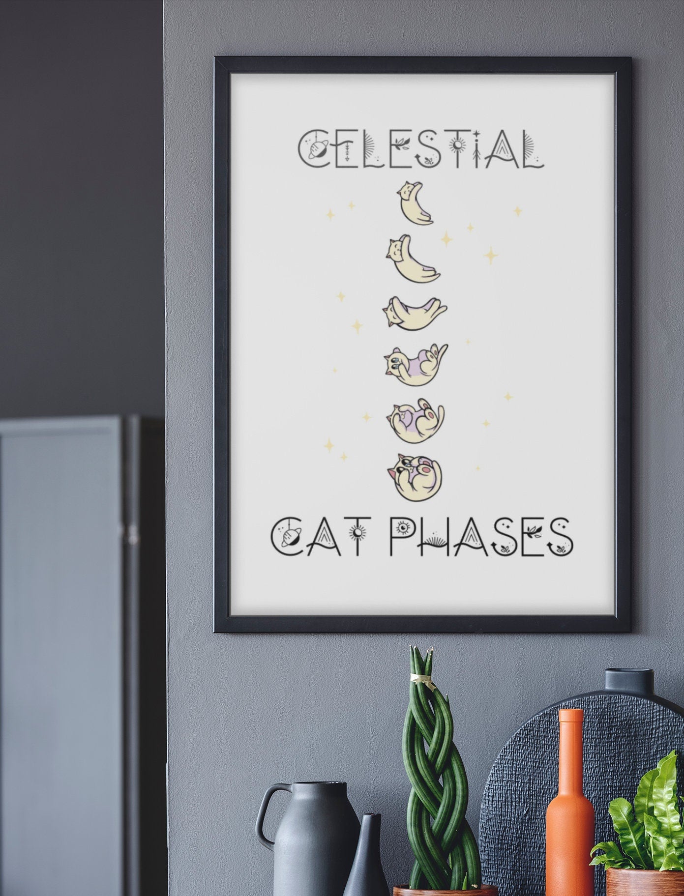 Celestial Cat Phases, Cat Lovers, Moon Cats, Moon Phases, Cat Dad Mom, Lunar Cat Gift, Cat Present, Gift for Cat Dad Mom