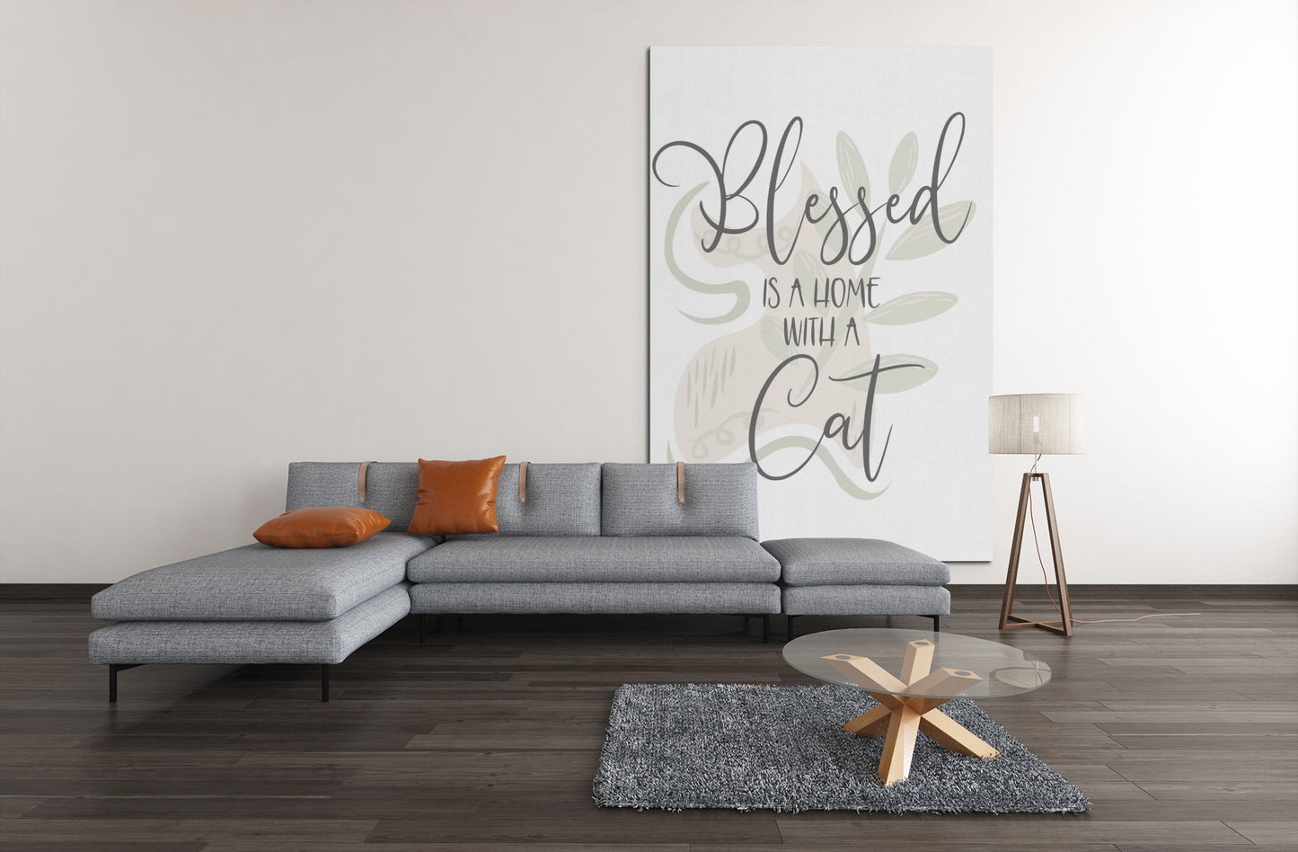 Blessed is a Home with a Cat, Cat Boho Wall Art Decor for Home Bedroom Office, Gift for Cat Lover, Digital Printable Art