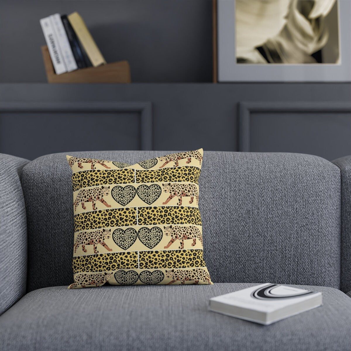 Leopard Print Cushion, Gift for Cat Lover, Cat Present, Gift for Pet, Cat Decor, Cat Dad Gift, Cat Mom Gift