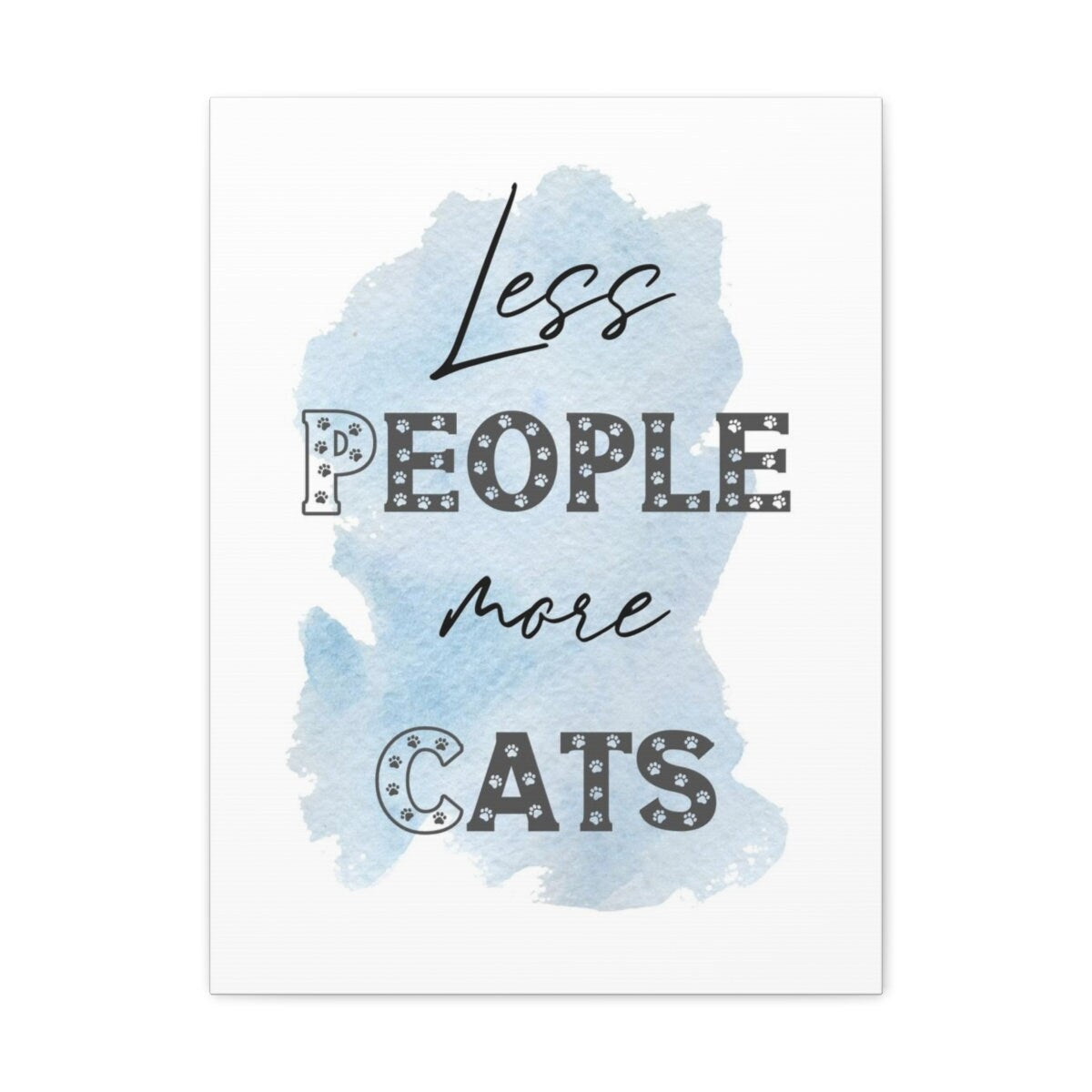 Less People More Cats, Cat Boho Wall Art Decor for Home Bedroom Office, Gift for Cat Lover, Canvas Gallery Wrap