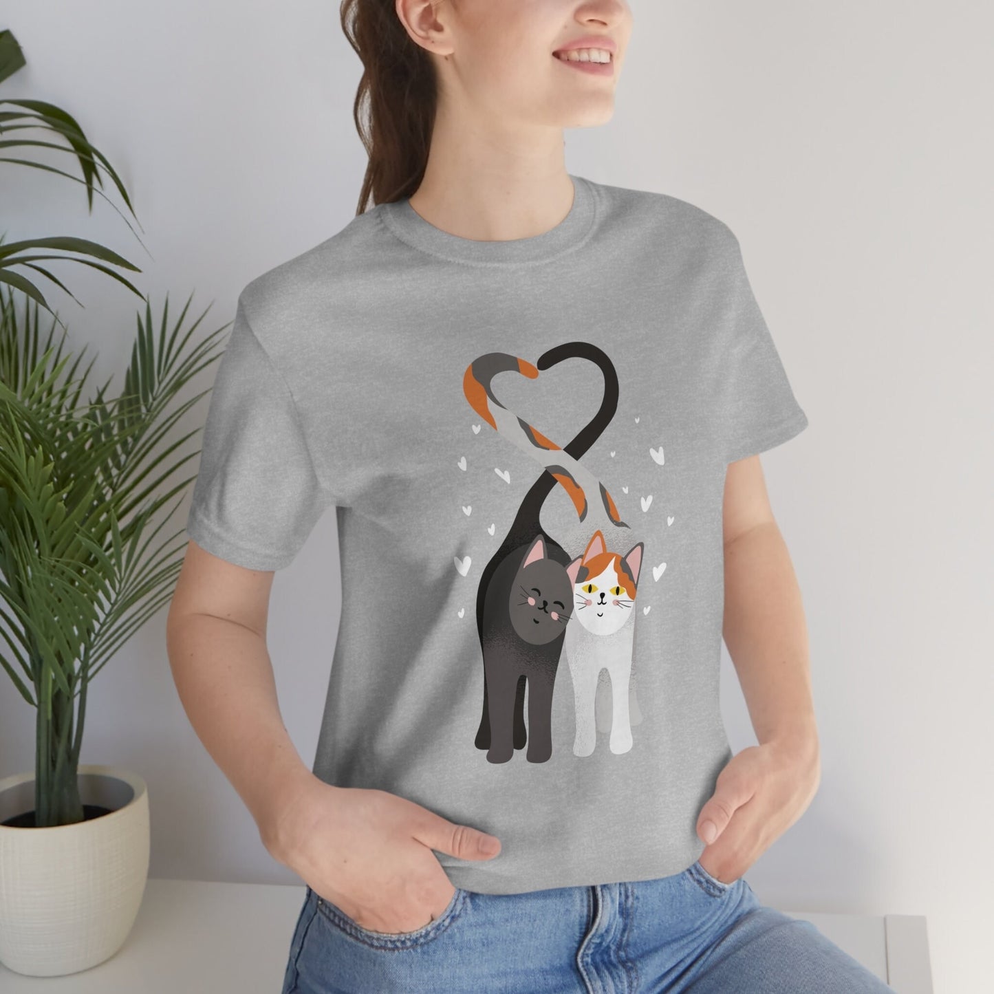 Valentine's Day Cat Shirt, Couple Love of Cat Shirt, Cat Tail Heart Valentines Day Shirt, Best Friend shirt, Love Shirt