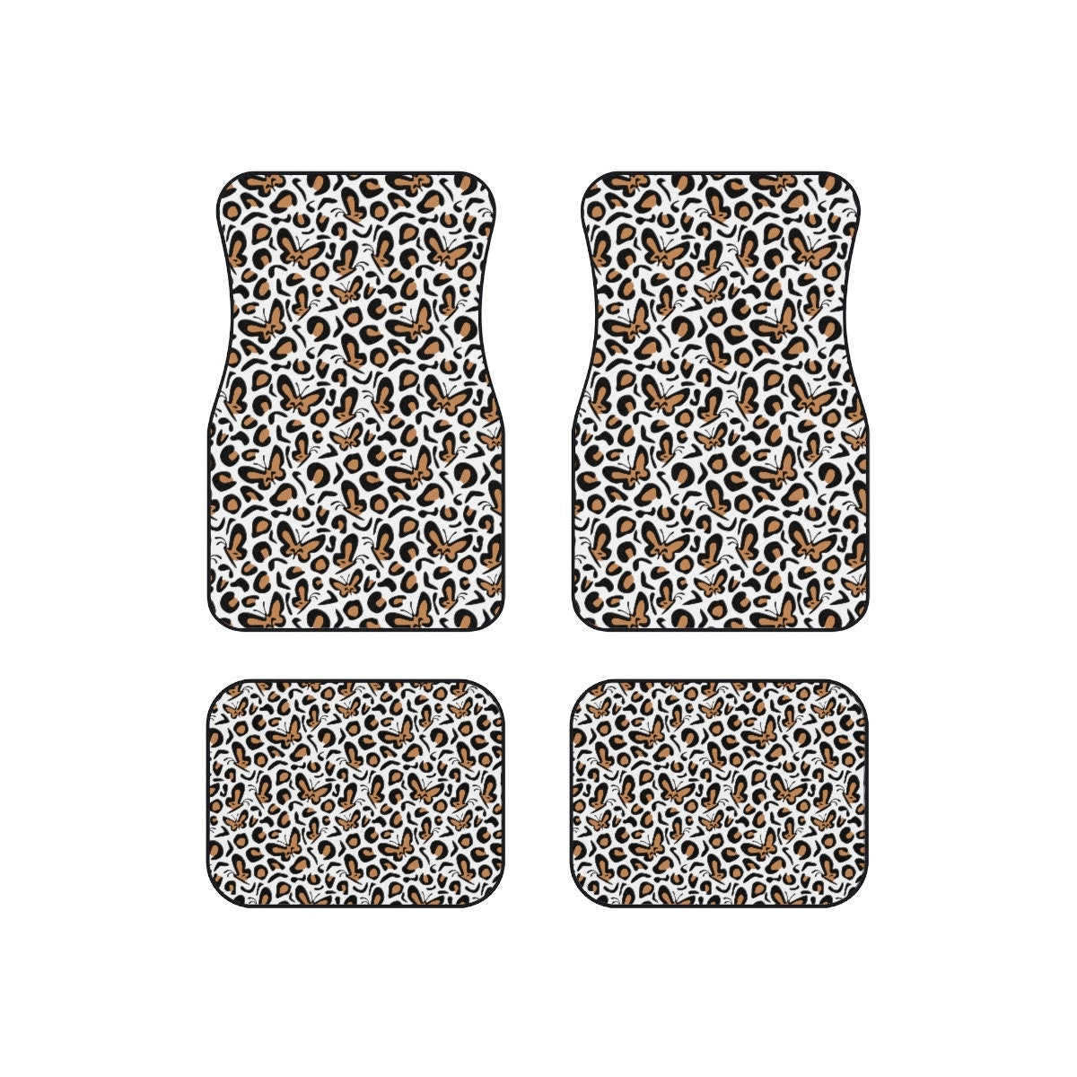 Butterfly Leopard Print Car Mats (Set of 4), Car Floor Protector, Car Accessory, Animal Print, Cheetah Print