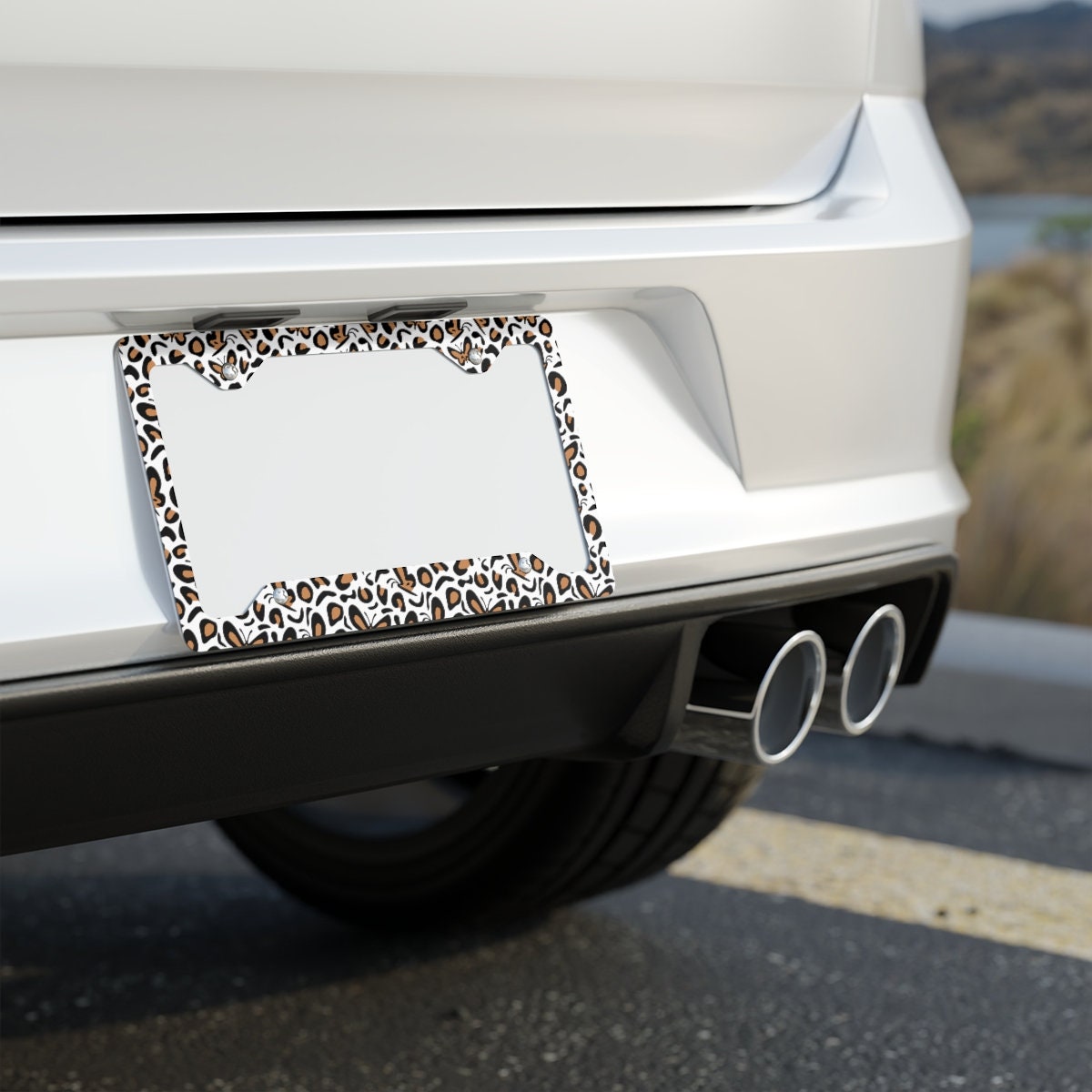 Leopard Cheetah License Plate Frame, Gift for Her, Auto Accessories, Cat Dad Mom Gift, Custom License Plate, Metal License Plate Frame