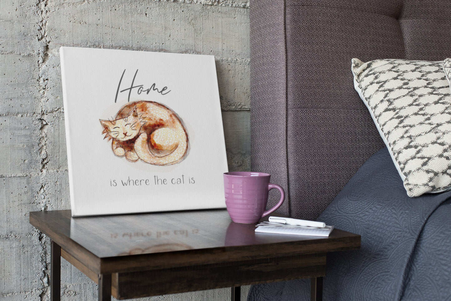 Home is Where the Cat Is, Cat Boho Wall Art Decor for Home Bedroom Office, Gift for Cat Lover, Digital Printable Art