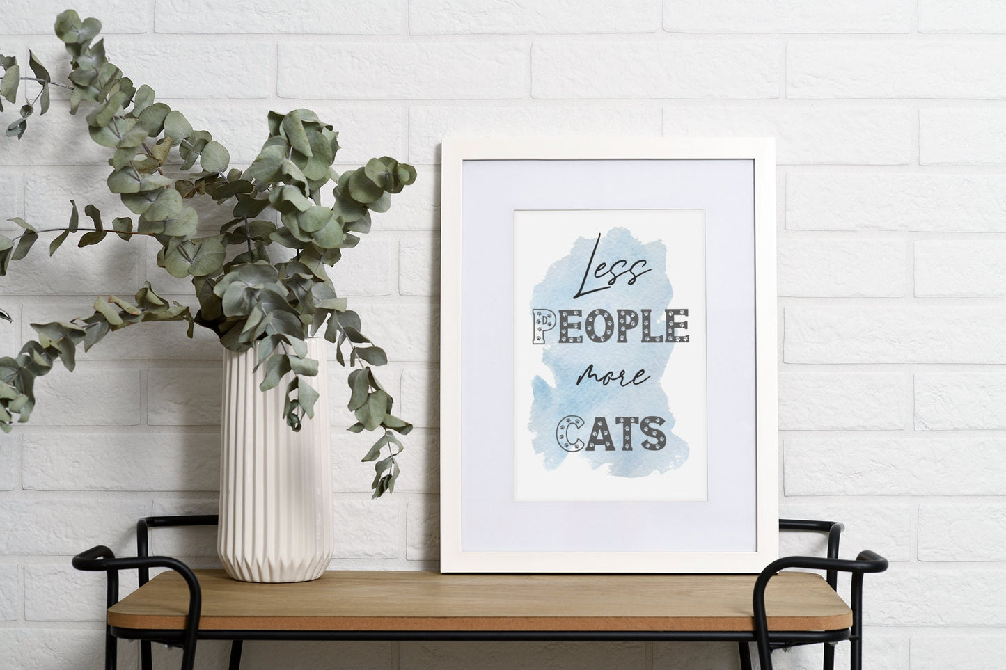 Less People More Cats, Cat Boho Wall Art Decor for Home Bedroom Office, Gift for Cat Lover, Digital Printable Art