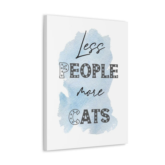 Less People More Cats, Cat Boho Wall Art Decor for Home Bedroom Office, Gift for Cat Lover, Canvas Gallery Wrap