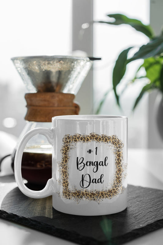 Bengal Dad Mug, #1 Bengal Dad, Gift for Cat Dad, Bengal Cat Lover Mug, Leopard Cat Present, Ceramic Mug 11oz