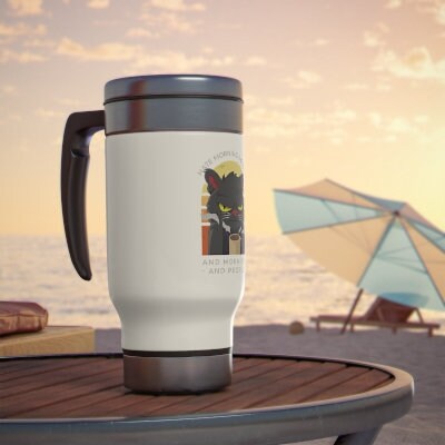 Hate Morning People and Mornings and People, Funny Cat Travel Mug, Cat Dad Mom Gift Coffee Tea Cocoa Mug