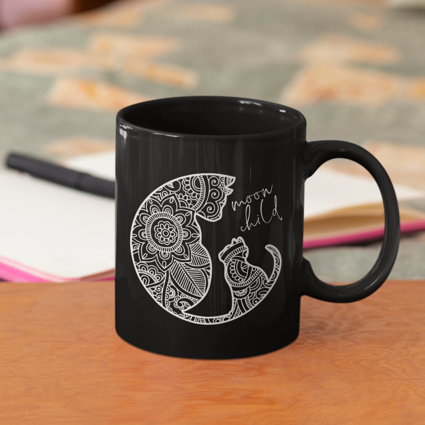 Moon Child Mug, Moon Cat Mama Mug, Mystical Moon Crystals mug, Occult moon Theme Tarot mug, Witchy Cat Mug, Cat Dad Mug