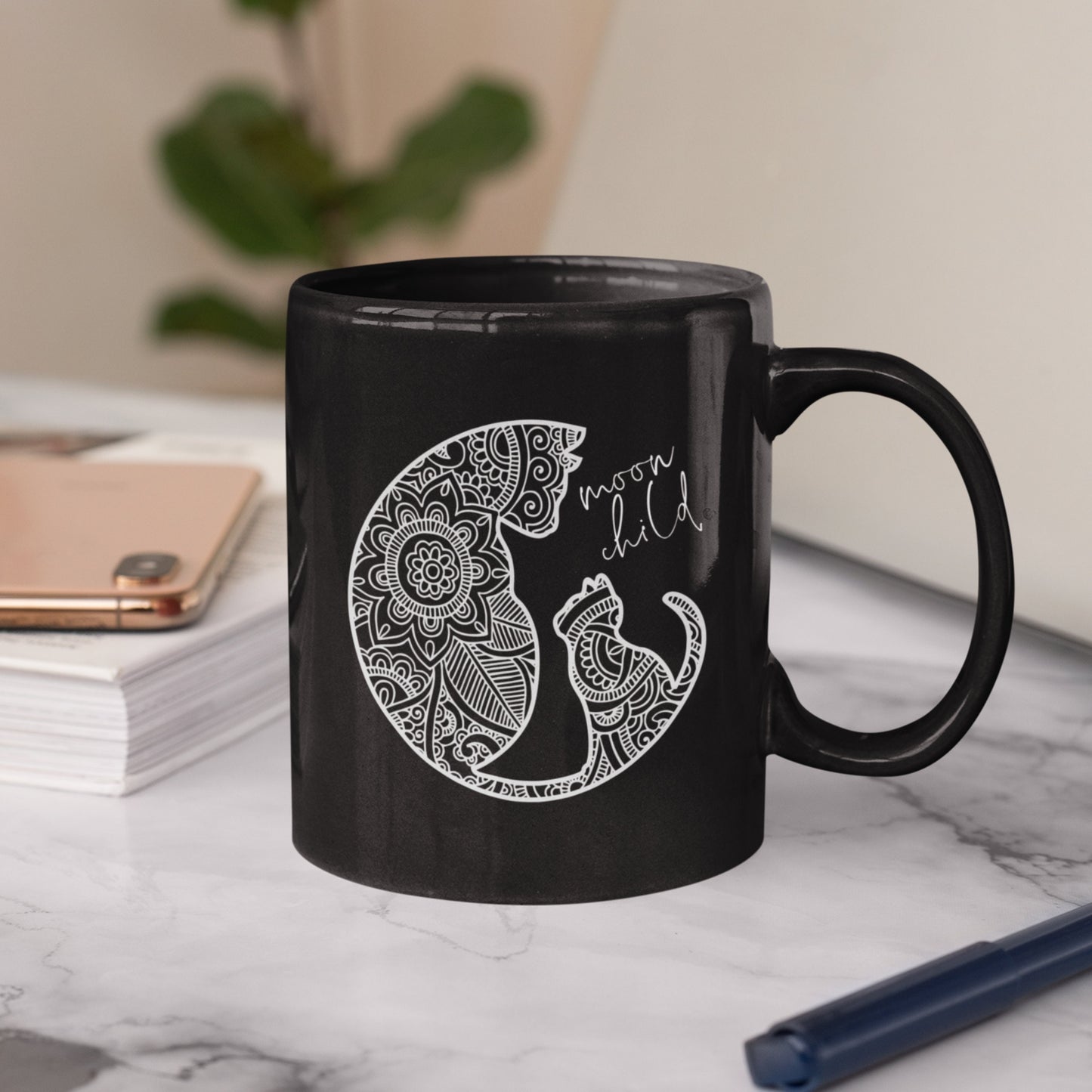 Moon Child Mug, Moon Cat Mama Mug, Mystical Moon Crystals mug, Occult moon Theme Tarot mug, Witchy Cat Mug, Cat Dad Mug