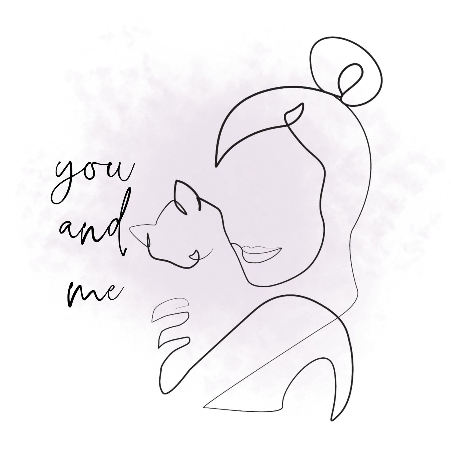 You and Me Cat Line Art Bohemian Blush Splash Art Deco Printable Digital Wall Art Gift for Cat Mom Dad Lover