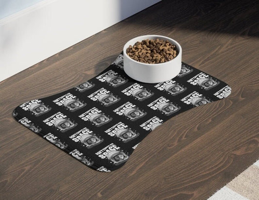 Bone Shape Space Cat Pet Food Mat, Astronaut Cat Food Mat, Don't Touch My Space, Pet Placemat Pet Feeding Mats