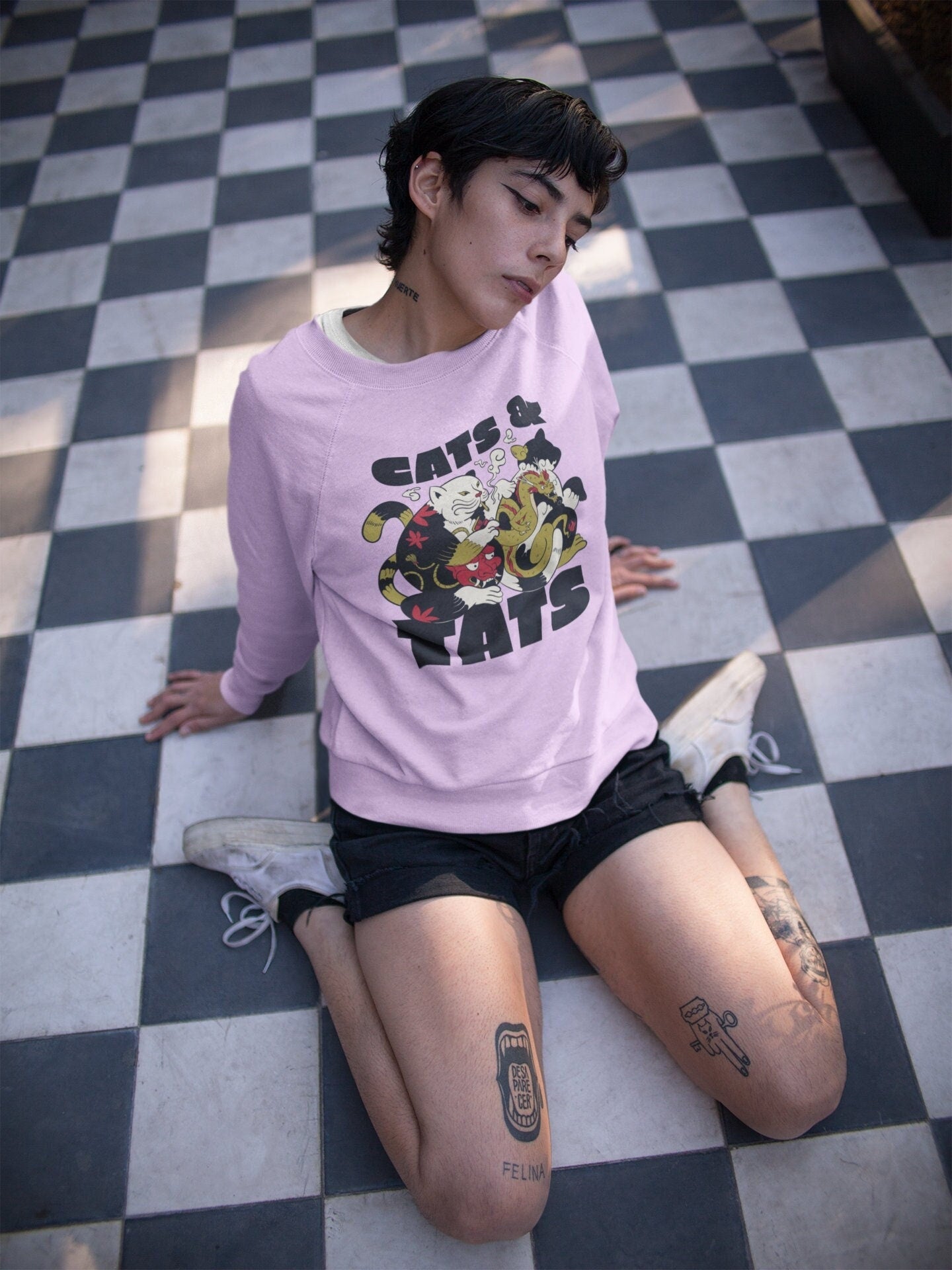 Tats and Cats Sweatshirt, Tattoo Cat Lover Gift, Cat Dad Mom Shirt, Tats and Cats, Funny Cat Lover Gift, Cat Present