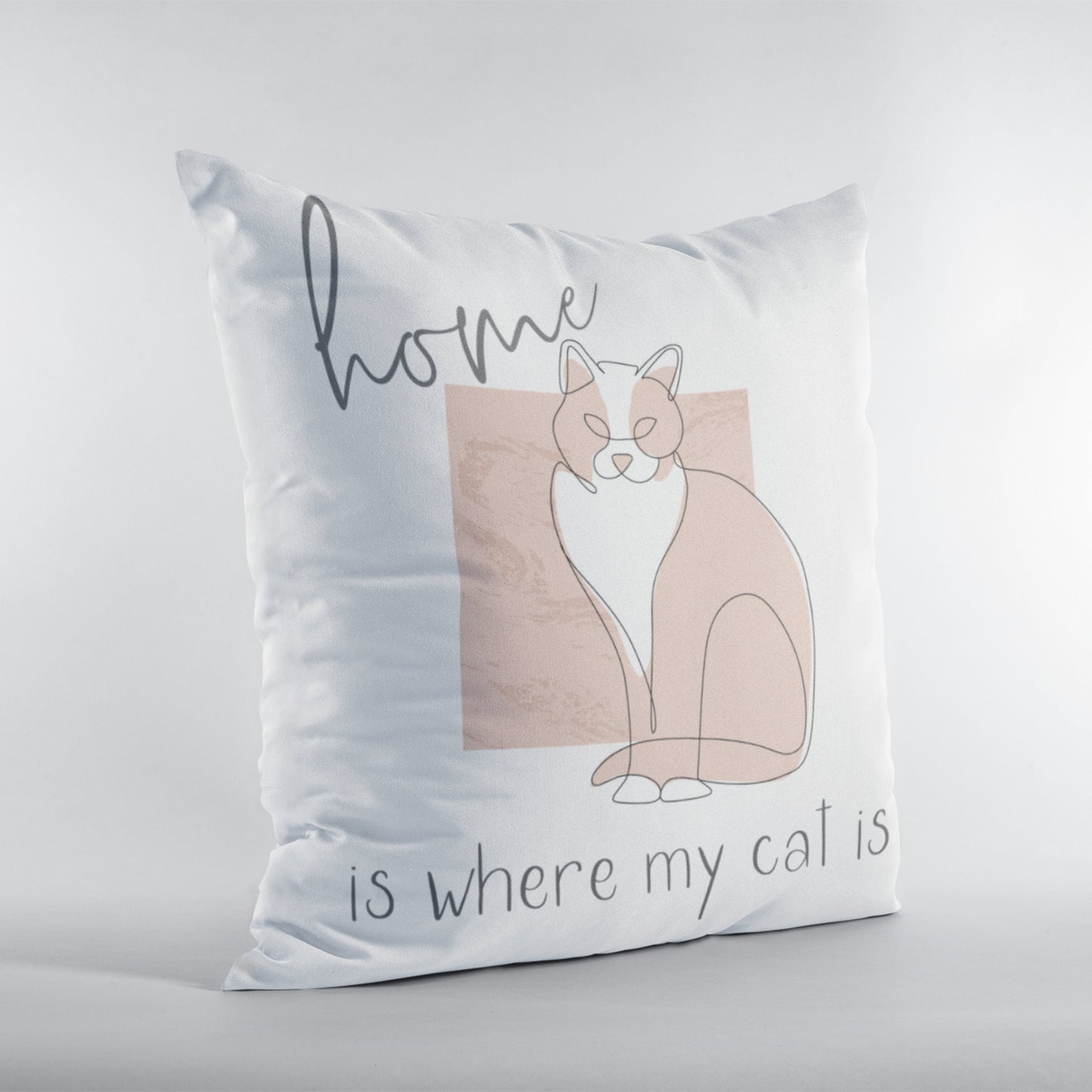 Home is Where My Cat Is, Gift for Cat Lover, Cat Present for Her, Bohemian Decor Square Throw Pillow for Cat Mom Dad