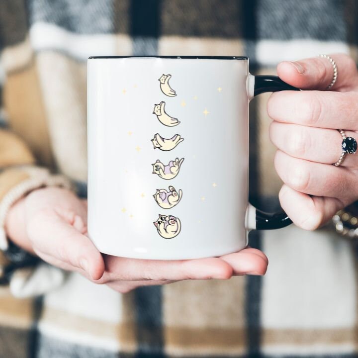 Celestial Cat Mug, Cat Lovers, Moons, Moon Phases, Cat Dad Mom, Cat Mug, Cat Present, Gift for Cat Person, Cat Dad Mug