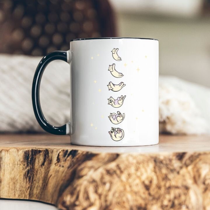 Celestial Cat Mug, Cat Lovers, Moons, Moon Phases, Cat Dad Mom, Cat Mug, Cat Present, Gift for Cat Person, Cat Dad Mug