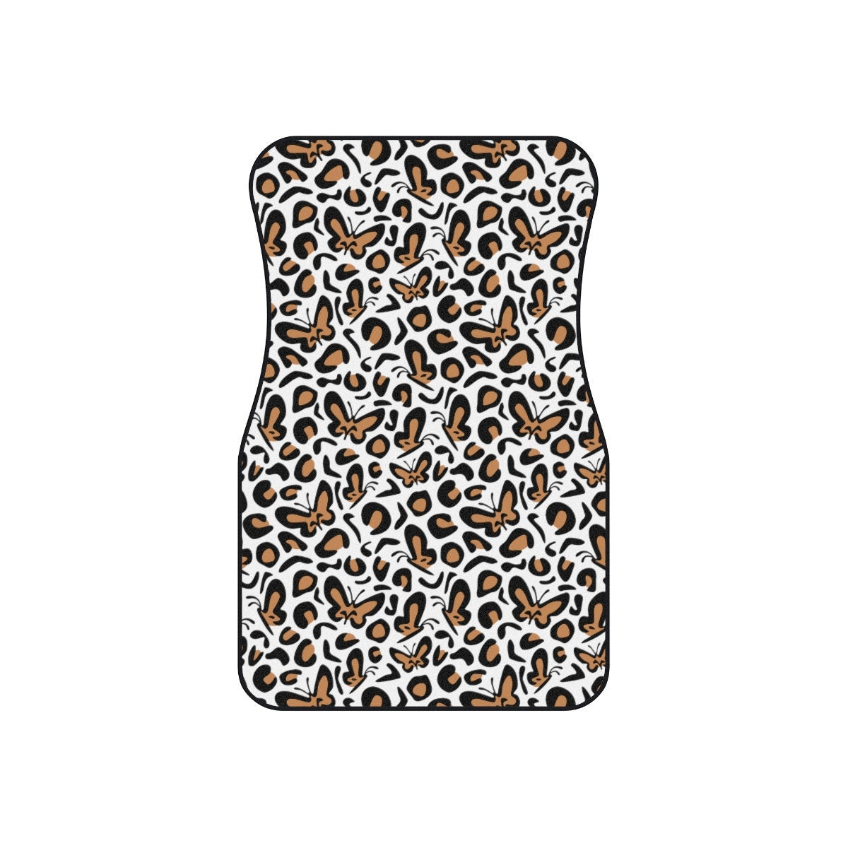 Butterfly Leopard Print Car Mats (Set of 4), Car Floor Protector, Car Accessory, Animal Print, Cheetah Print