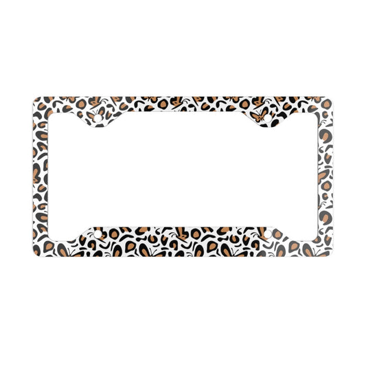 Leopard Cheetah License Plate Frame, Gift for Her, Auto Accessories, Cat Dad Mom Gift, Custom License Plate, Metal License Plate Frame