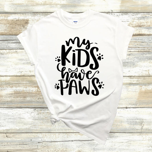 My Kids Have Paws, Cat Shirt for Mom Dad Grandma Cat Lady, Cat Present, Funny Cat Tee, Gift for Animal Lover