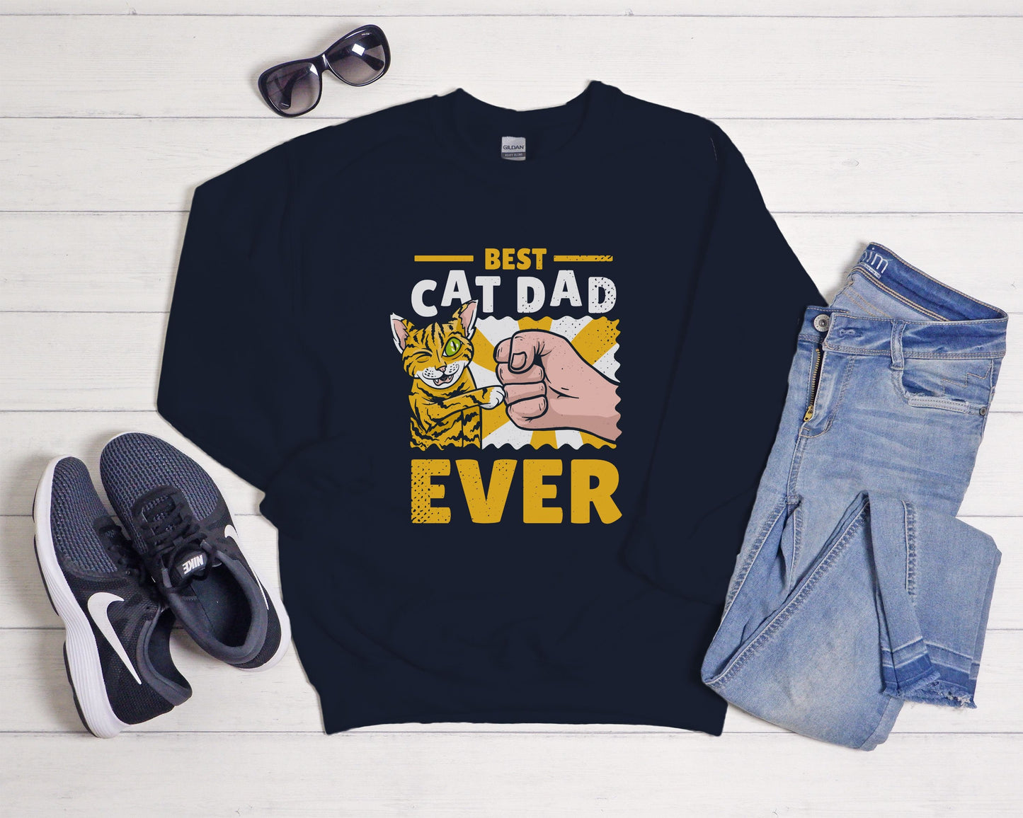 Best Cat Dad Ever, Funny Cat Dad Shirt, Gift for Cat Dad, Cat Lover Shirt, Cat Dad Gift, Unisex Heavy Blend Crewneck Sweatshirt