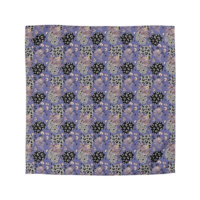 Gold and Black Leopard Pattern on Amethyst Microfiber Duvet Cover