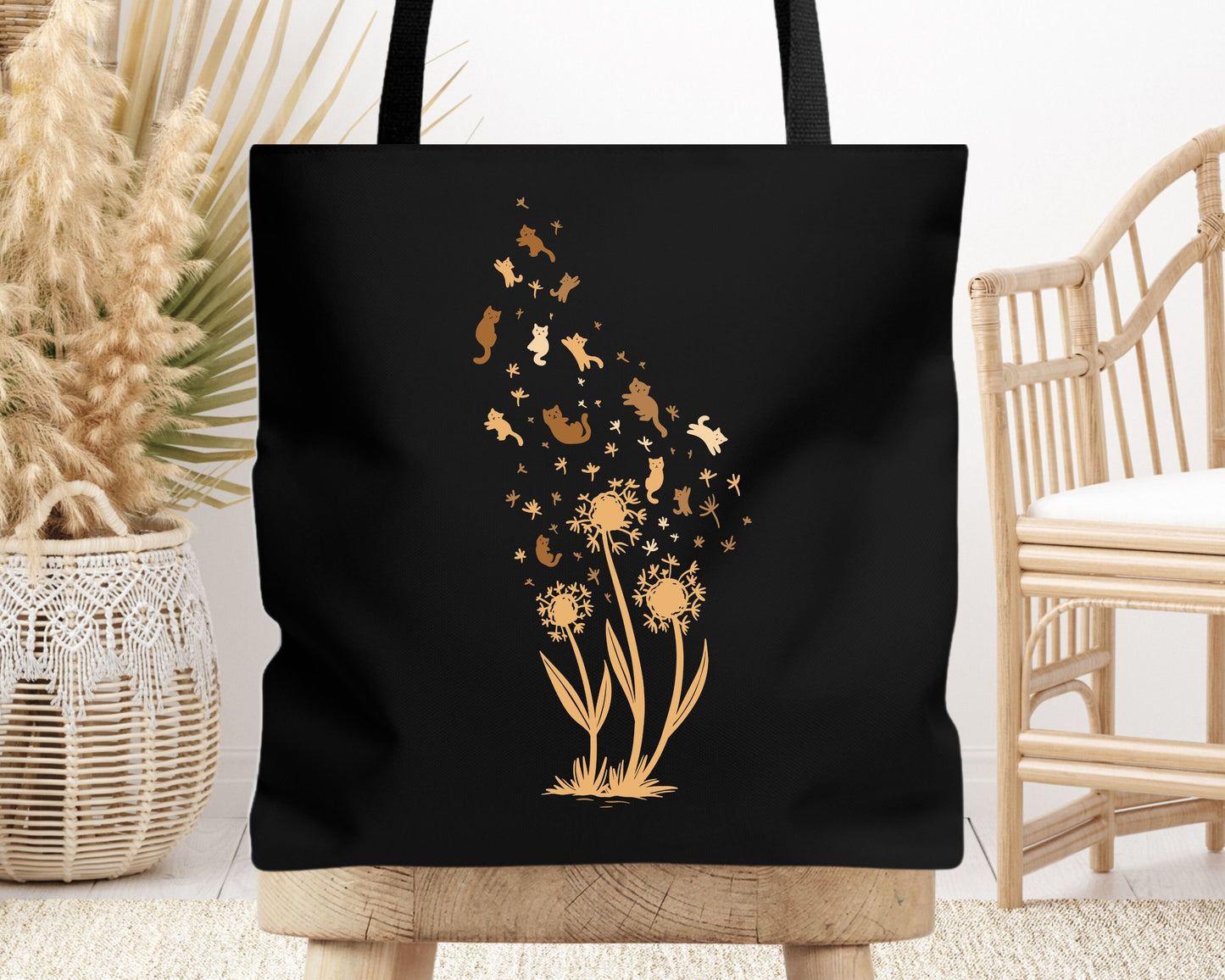 Blowing Dandelion Cats Tote Bag for Cat Lover AOP Tote Bag, Cat