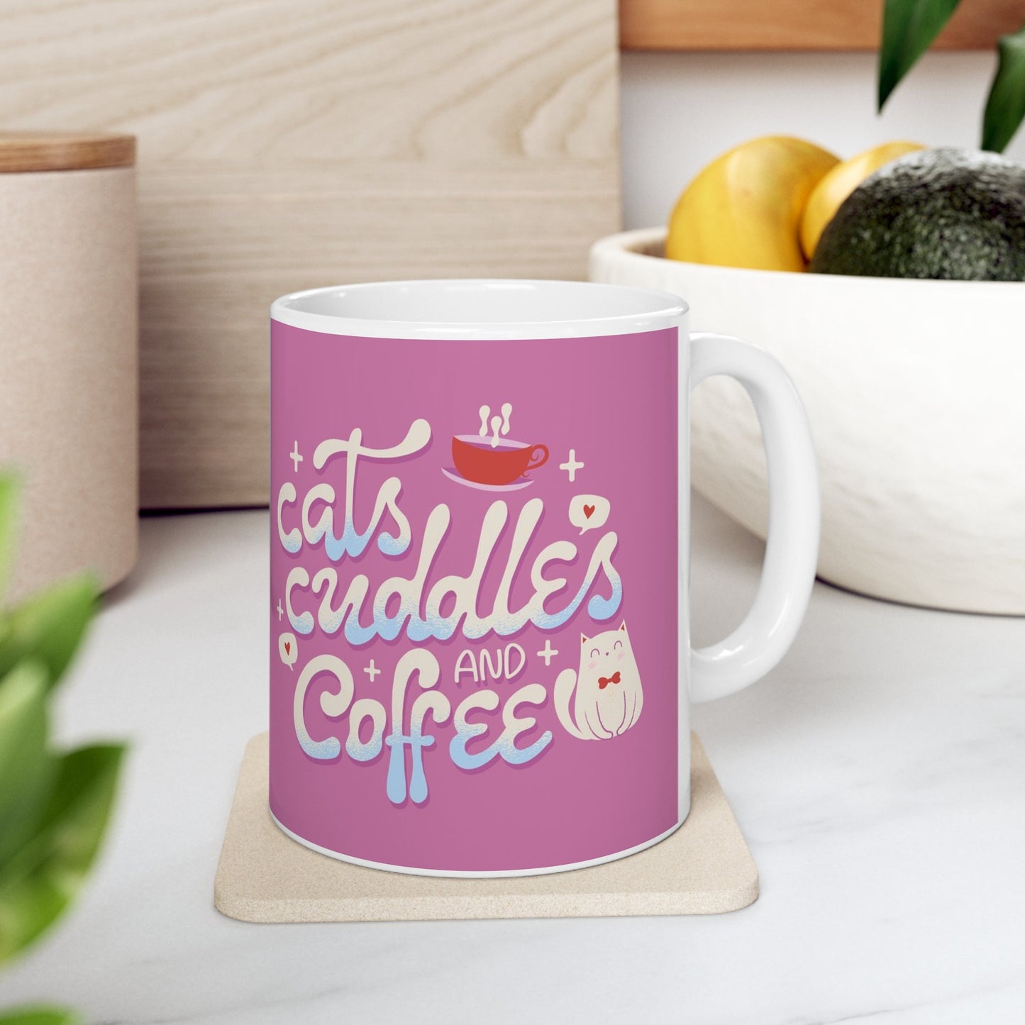 Cats Cuddles and Coffee, Gift for Cat Lover, Cat Dad Mom Gift, Cute Cat Gift, Ceramic Mug 11oz