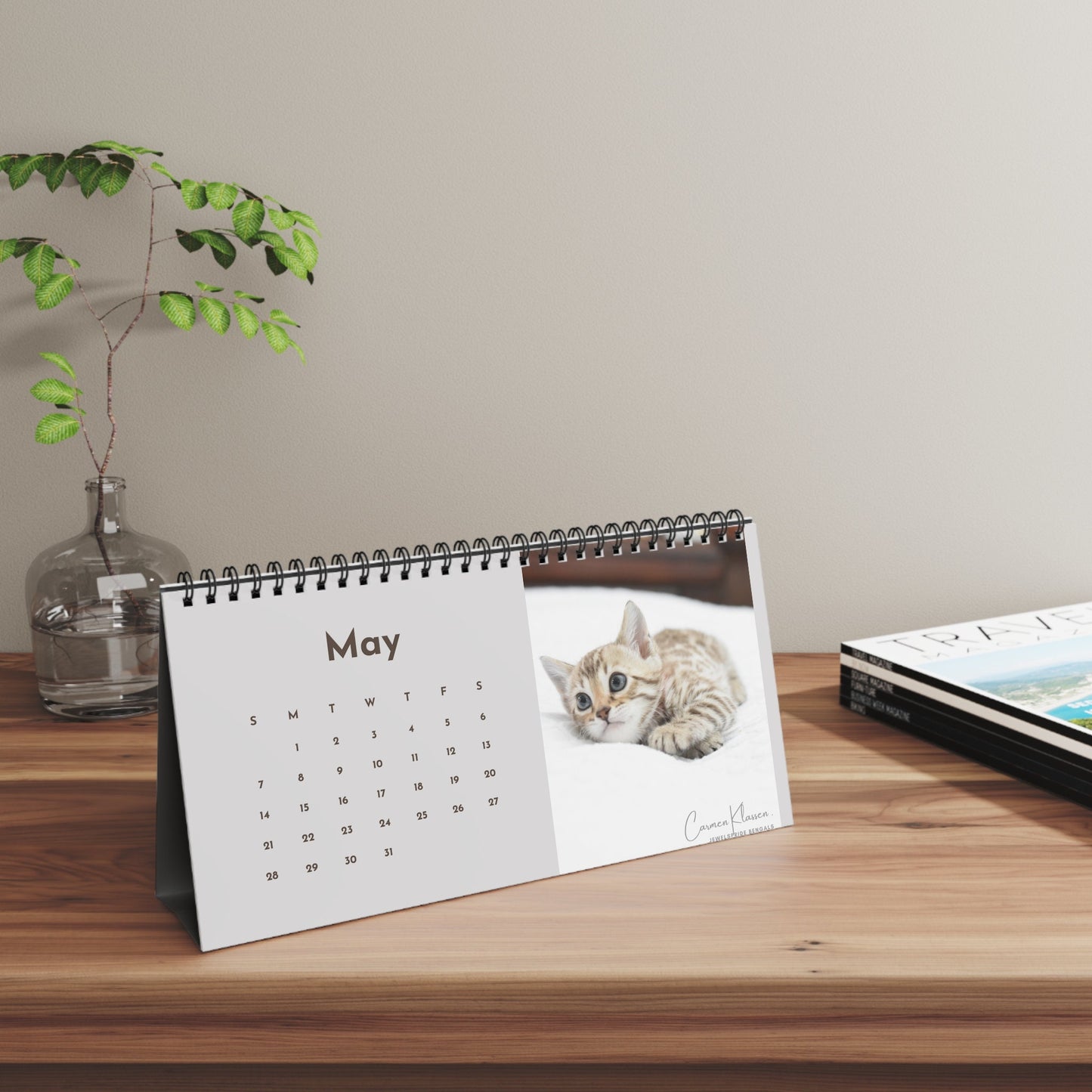 2023 Bengal Kitten Desk Calendar, Jewelspride Bengals Kitten Photos, Unique Custom Photo Calendar