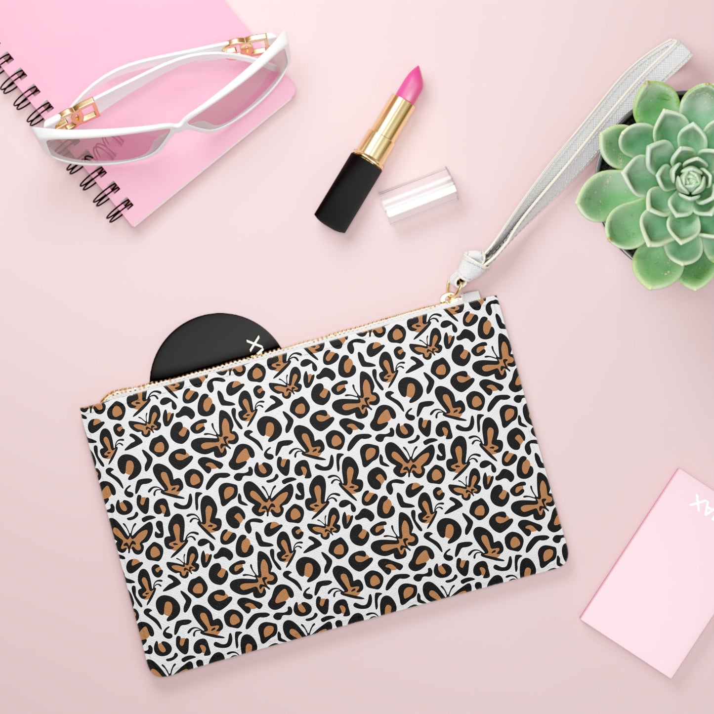 Leopard Clutch, Butterfly Leopard Print Clutch, Leopard Purse, Cheetah Ladies Clutch Bag, Gift for Her