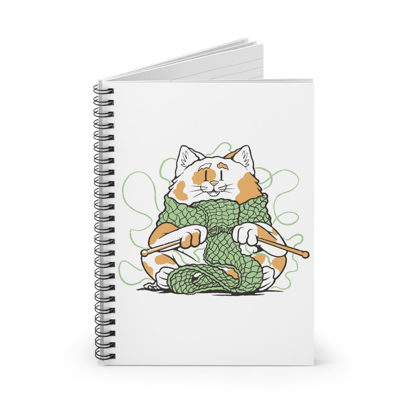 Cute Knitting Cat Notebook, Knitting Planner, Gift for Knitter Crafter, Knitting Gift, Spiral Notebook - Ruled Line