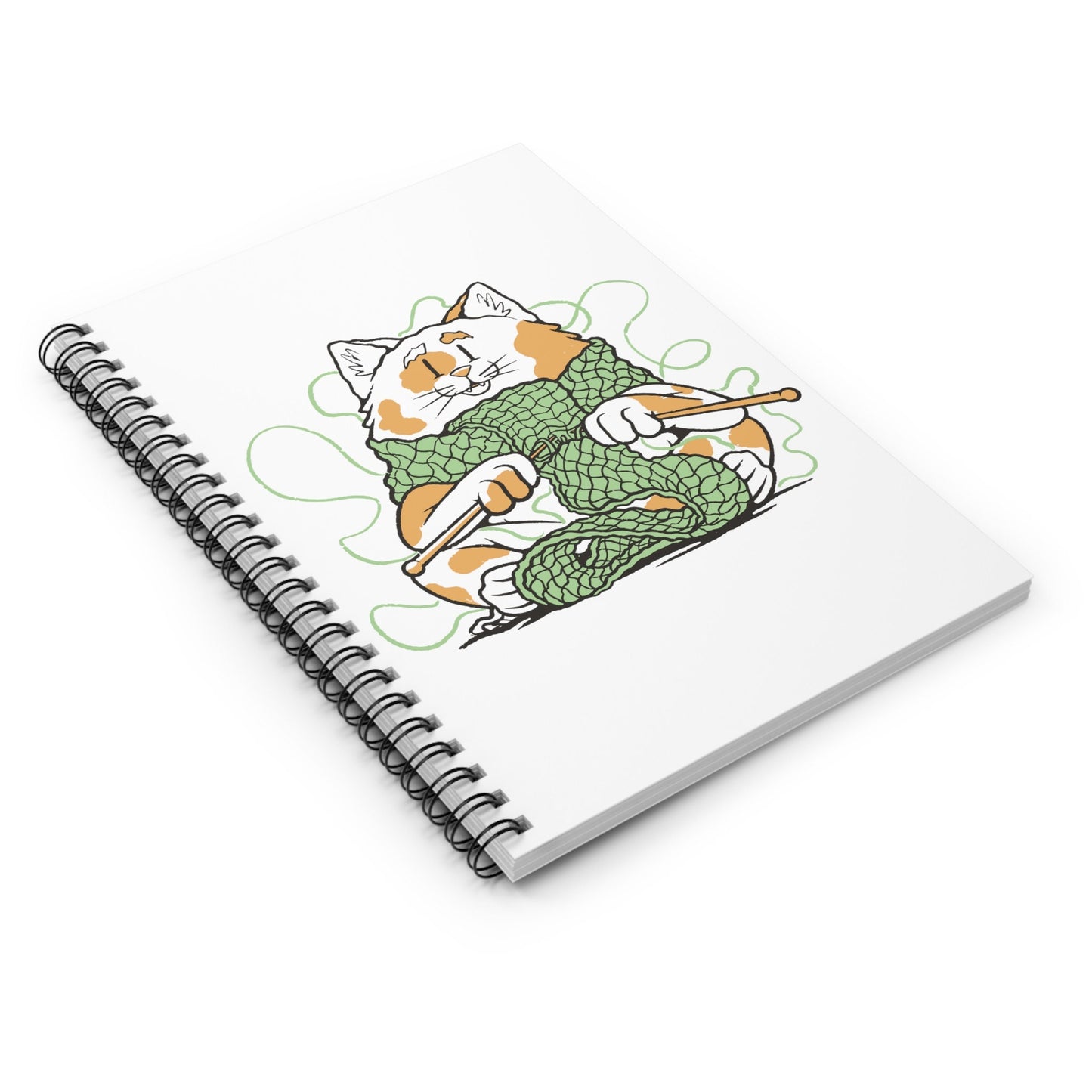 Cute Knitting Cat Notebook, Knitting Planner, Gift for Knitter Crafter, Knitting Gift, Spiral Notebook - Ruled Line