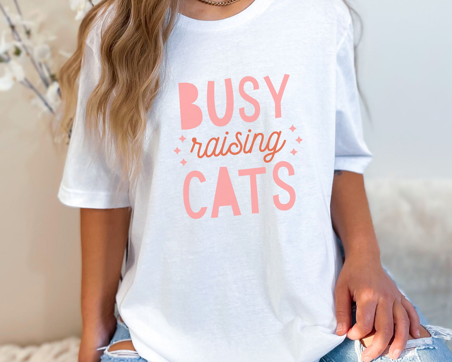 Funny Cat Tee, Busy Raising Cats, Gift for Cat Mom, Mother's Day Tshirt for Cat Mom, Gift for her, Unisex Jersey Short Sleeve Tee