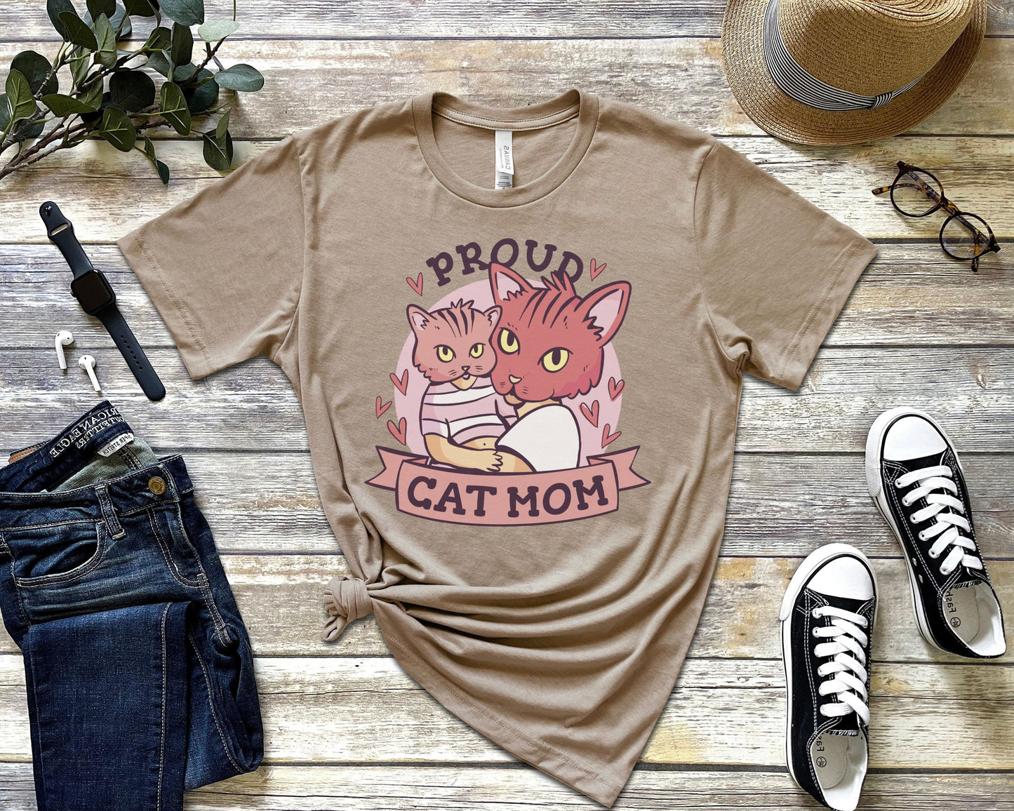 Proud Cat Mom Tee, Cat Mama Tshirt, Gift for Cat Mom, Mother's Day Gift for Cat Lovers, Unisex Short Sleeve Tee for Her