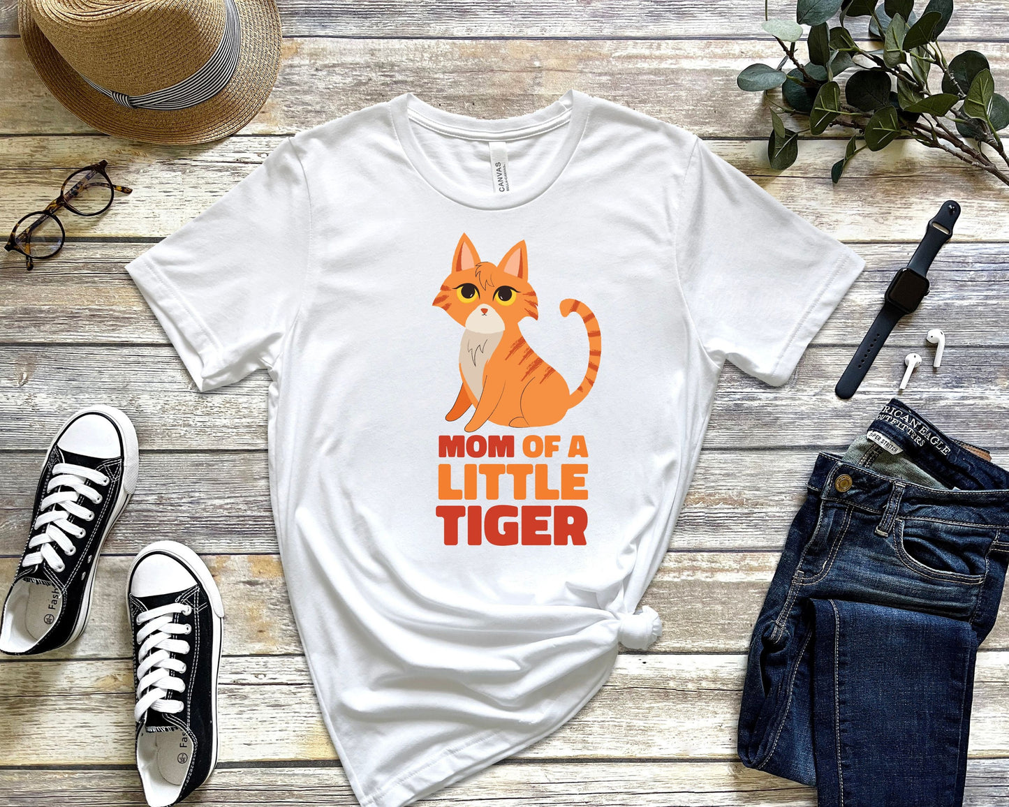 Mom of a Little Tiger, Cat Mama Tshirt, Gift for Cat Mom, Mother's Day Gift for Cat Lovers, Unisex Short Sleeve Tee for Her