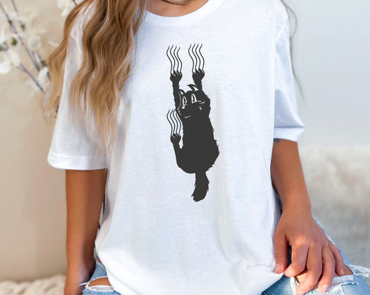 Cat Scratching Down the Wall, Funny Cat Tee for Cat Lover, Cute Cat Shirt Gift for Cat Dad or Mom, Cat Present for Him