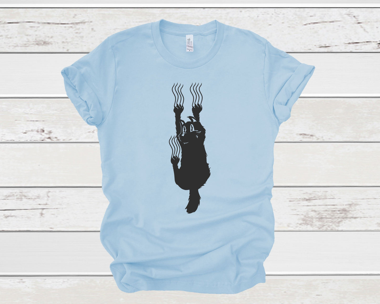 Cat Scratching Down the Wall, Funny Cat Tee for Cat Lover, Cute Cat Shirt Gift for Cat Dad or Mom, Cat Present for Him