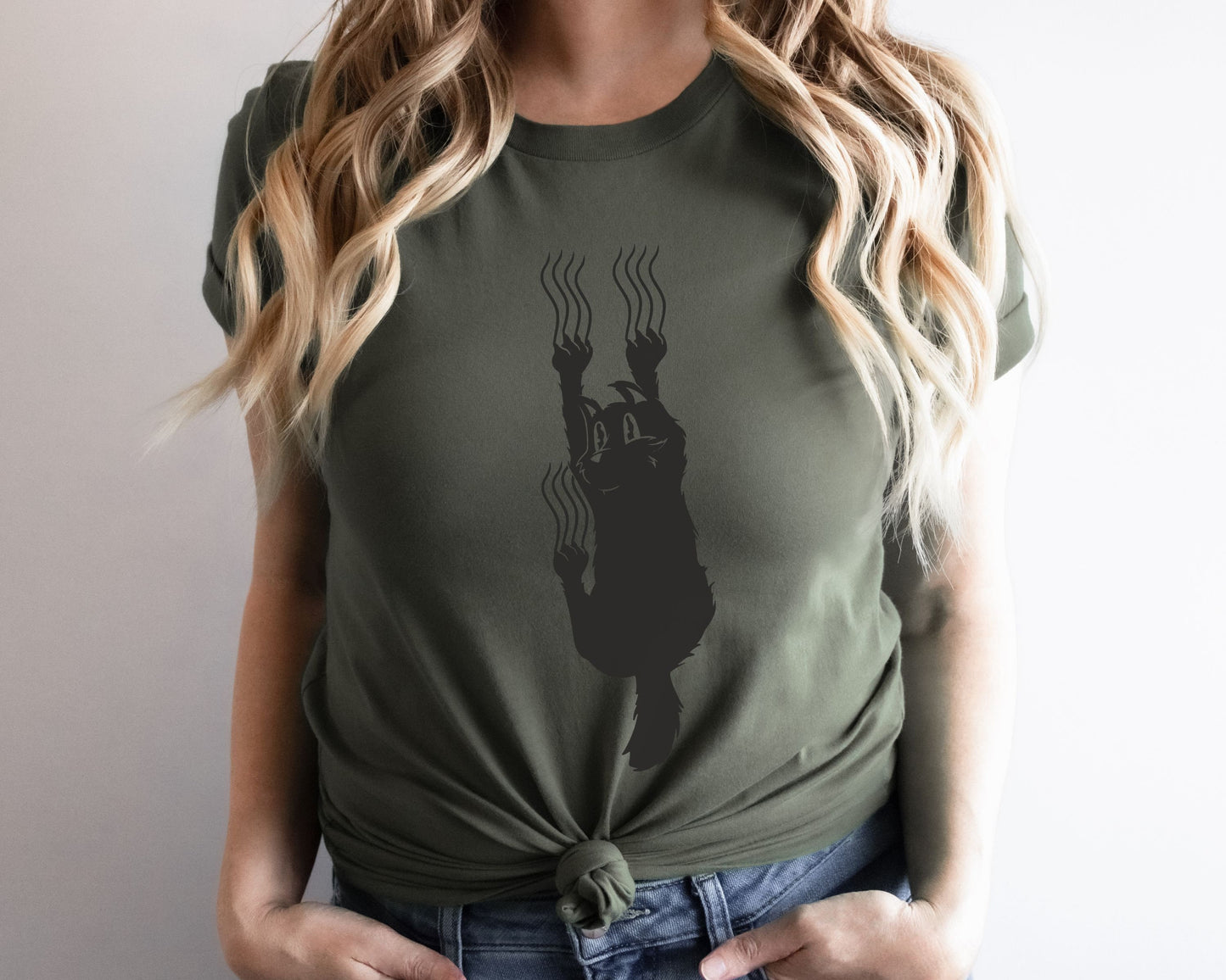 Cat Scratching Down the Wall, Funny Cat Tee for Cat Lover, Cute Cat Shirt Gift for Cat Dad or Mom, Cat Present for Him