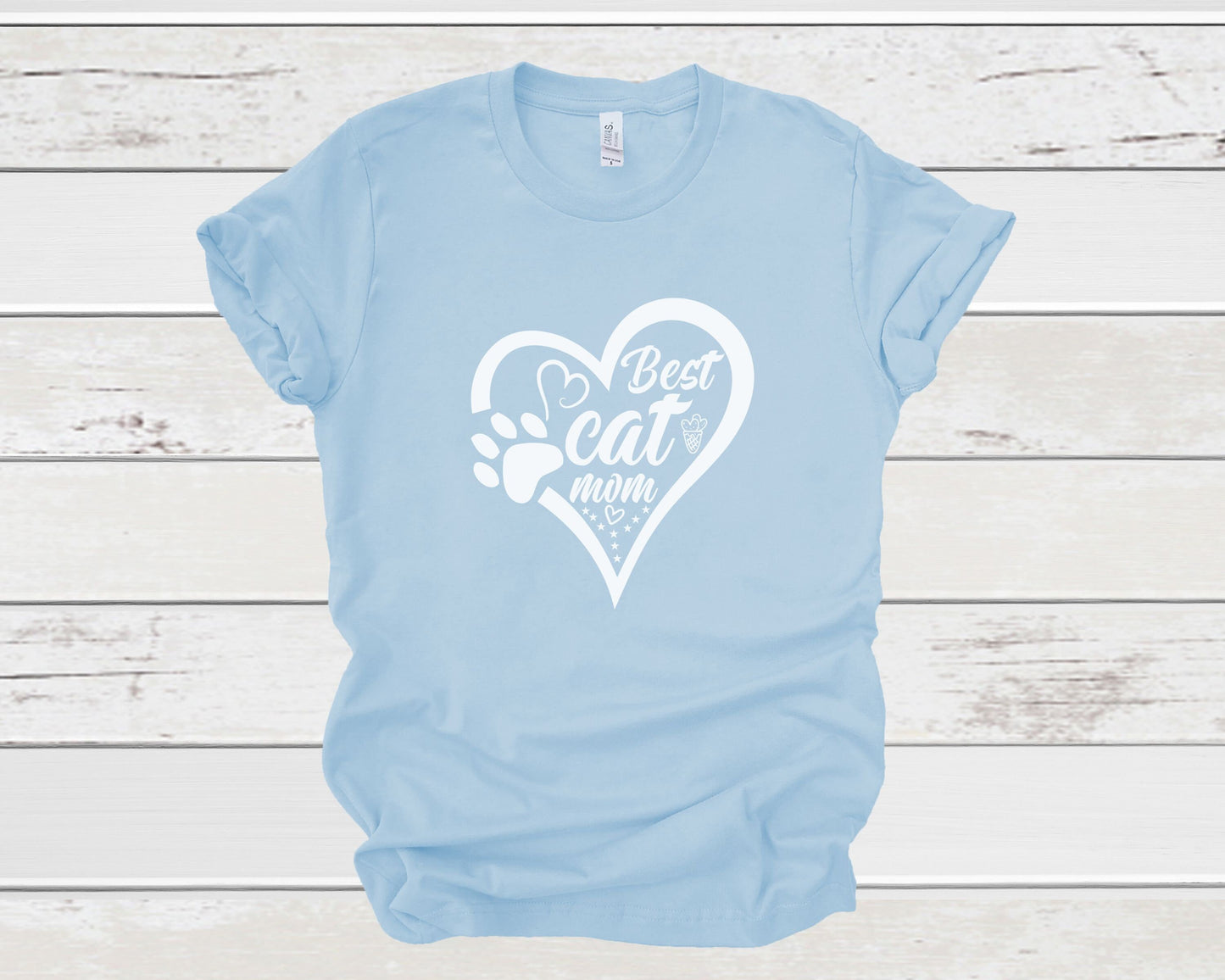 Best Cat Mom Tee with Heart and Paw, Gift for Cat Mom, Mother's Day Cat Gift, Cat Mama Tee