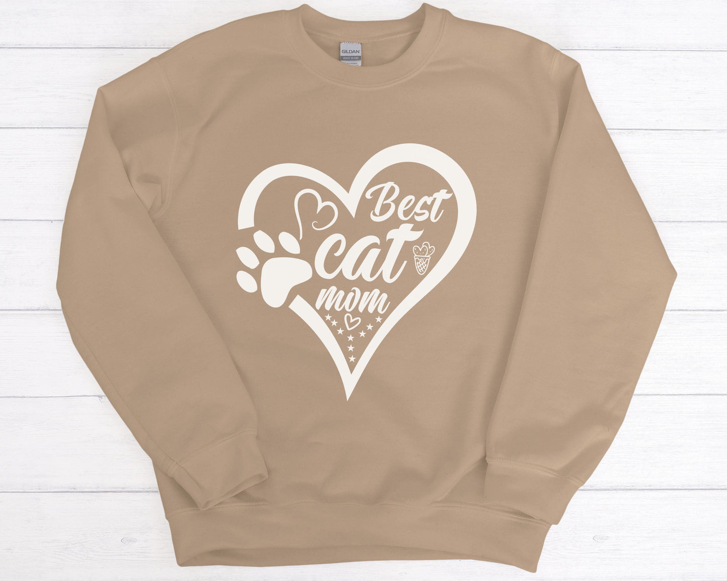 Best Cat Mom Sweatshirt with Heart and Paw, Gift for Cat Mom, Mother's Day Cat Gift, Cat Mama Tee