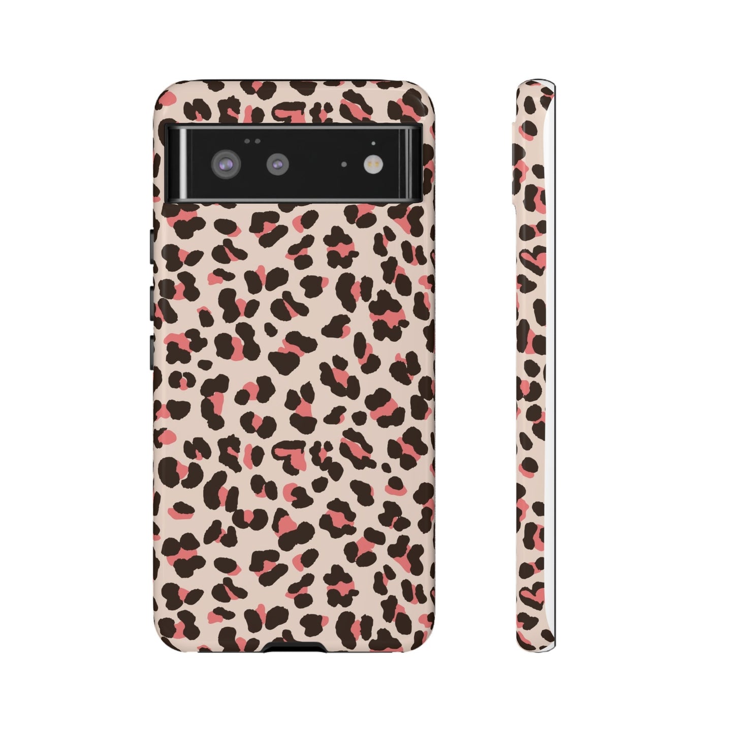Pink Leopard Print Phone Case, Cover for iPhone 14 Pro, 13, 12, 11, XR, 8+, 7 & Samsung S21, A50, A51, A53, Huawei P20, P30 Lite Tough Cases