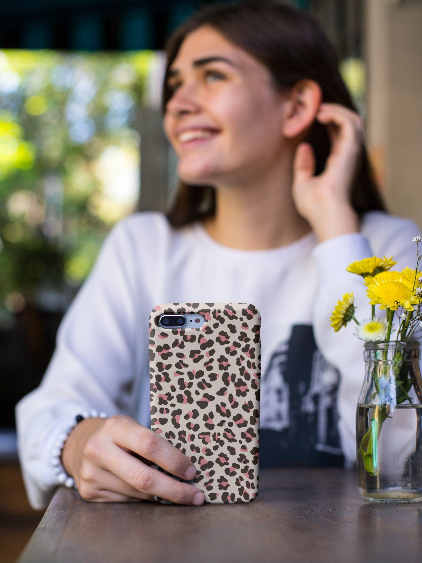 Pink Leopard Print Phone Case, Cover for iPhone 14 Pro, 13, 12, 11, XR, 8+, 7 & Samsung S21, A50, A51, A53, Huawei P20, P30 Lite Tough Cases