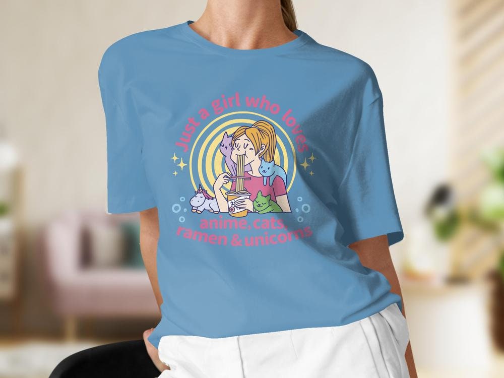 Cats and Anime Tee, Gift for Anime Lover, Gift for Cat Lover, Ramen Shirt, Anime Shirt, Cat Present