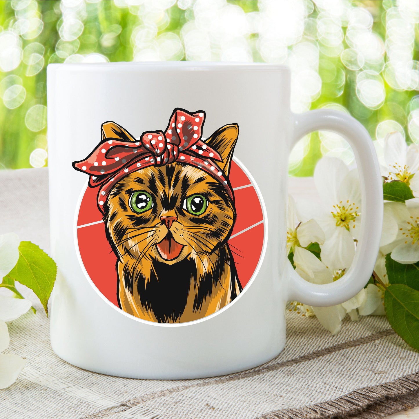 Rosie the Riveter Cat Mug, Gift for Her, Funny Cat Coffee Mug, Gift for Cat Mom, Gift for Cat Dat, Cat Present