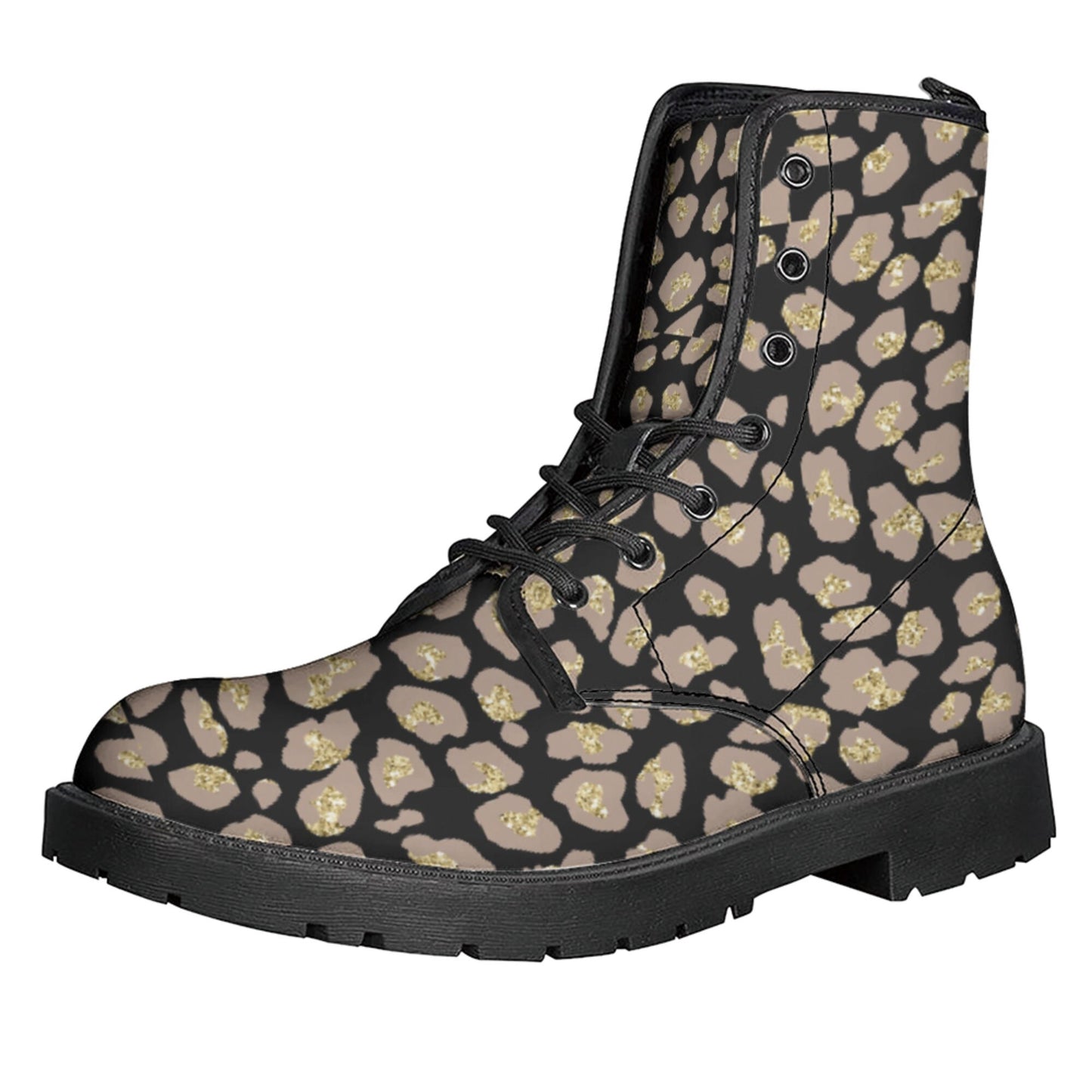 Leopard Cheetah All Over Print Leisure and Combat Style Boots, Gift for Cat Lover, Gift for Her