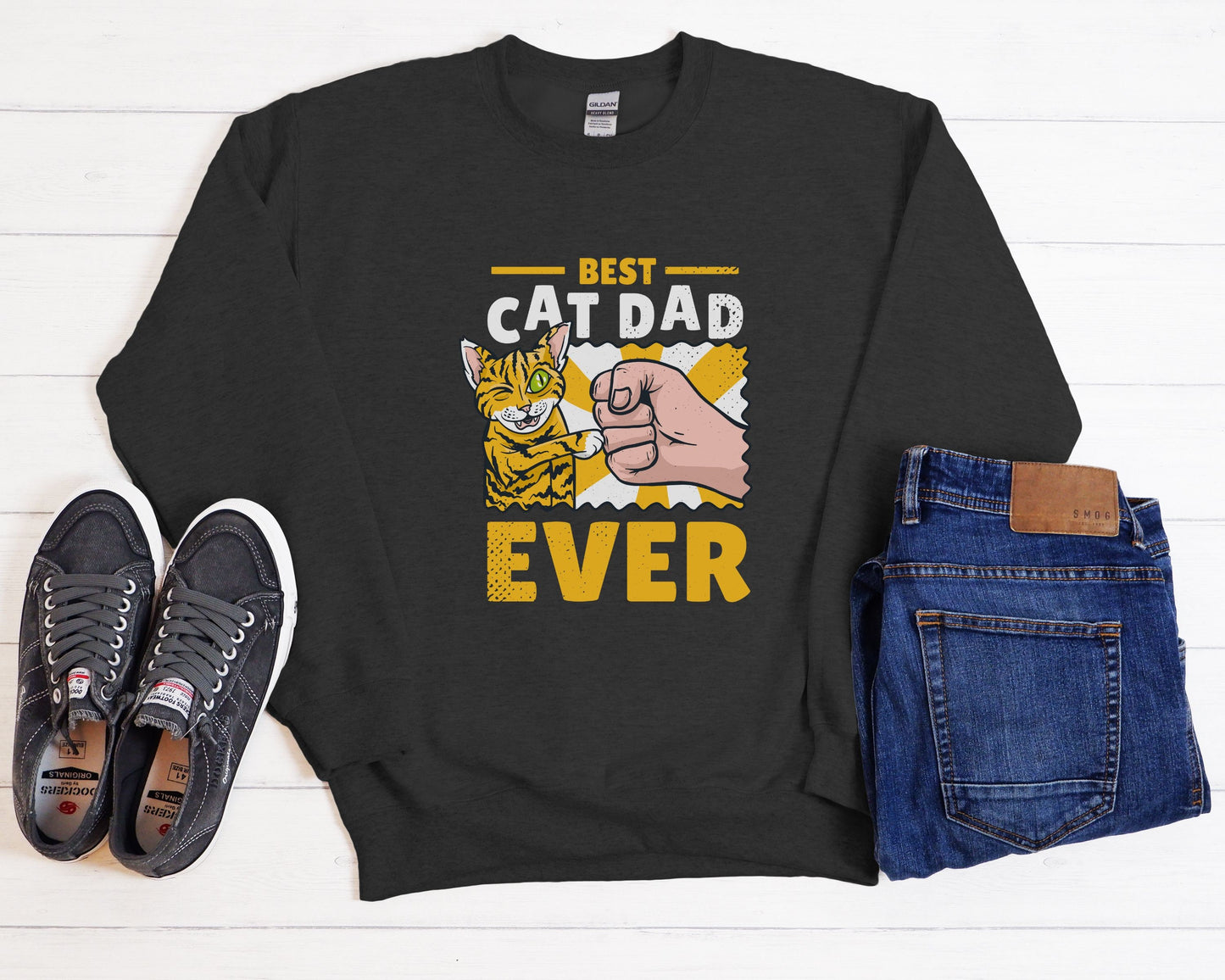 Best Cat Dad Ever, Funny Cat Dad Shirt, Gift for Cat Dad, Cat Lover Shirt, Cat Dad Gift, Unisex Heavy Blend Crewneck Sweatshirt