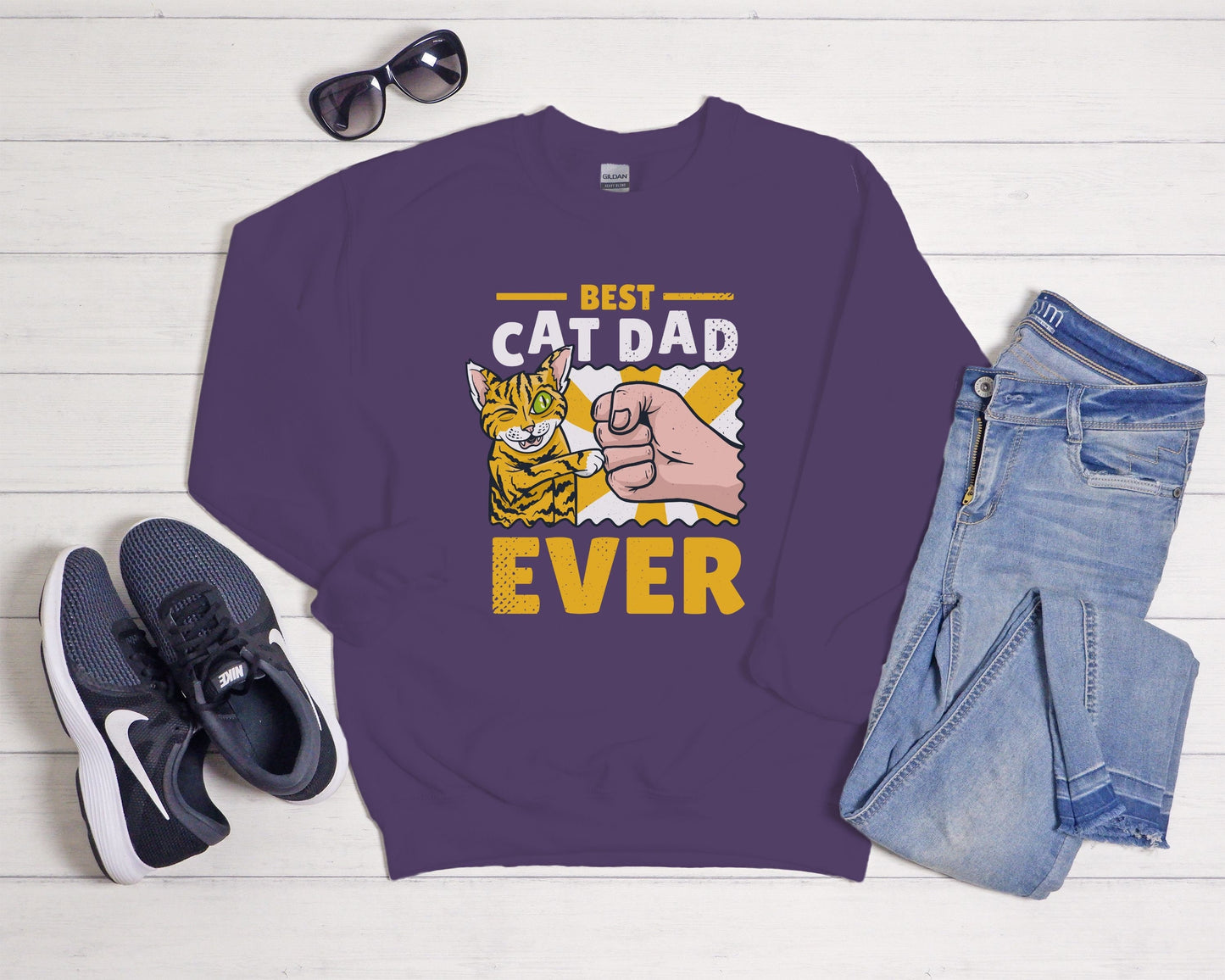 Best Cat Dad Ever, Funny Cat Dad Shirt, Gift for Cat Dad, Cat Lover Shirt, Cat Dad Gift, Unisex Heavy Blend Crewneck Sweatshirt