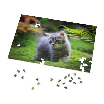 Adorable Fluffy Grey Kitten Jigsaw Puzzle (30, 110, 252, 500,1000-Piece)
